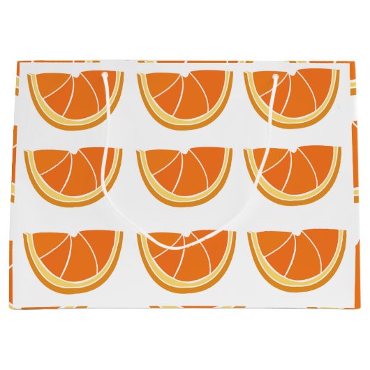 オレンジ色のフルーツスライス ラージペーパーバッグ (正面)