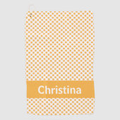 オレンジ色のフルーツパターンのパーソナライズ ゴルフタオル (正面)