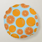 オレンジ色のフルーツパターン ラウンドクッション (裏面)