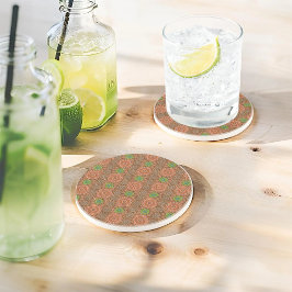 オレンジ色のフローラの散水繊維テクスチャ コースター