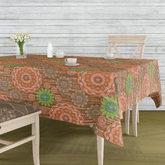 オレンジ色のフローラの散水繊維テクスチャ テーブルクロス