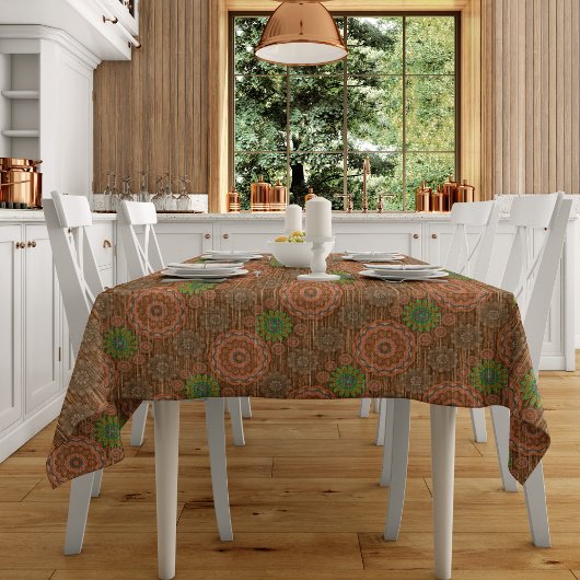 オレンジ色のフローラの散水繊維テクスチャ テーブルクロス