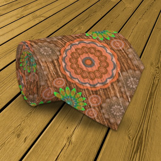 オレンジ色のフローラの散水繊維テクスチャ ネクタイ