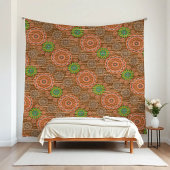 オレンジ色のフローラの雨の散布ファイバーのテクスチャ タペストリー