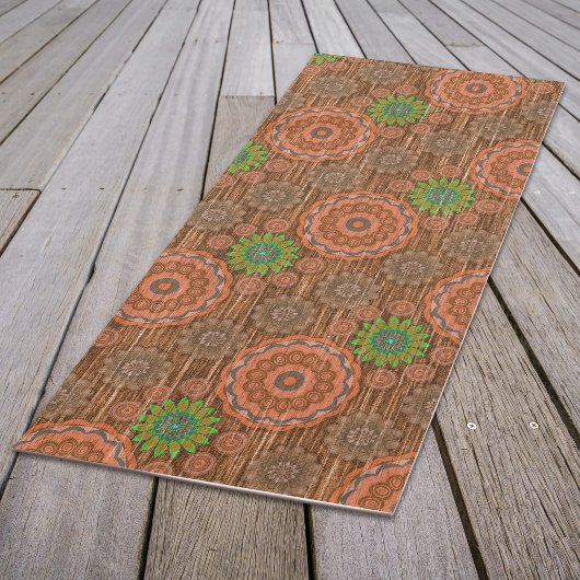 オレンジ色のフローラの雨の散布ファイバーのテクスチャ ヨガマット