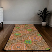 オレンジ色のフローラの雨の散布ファイバーのテクスチャ ヨガマット