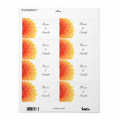 オレンジ色のフローラウェディングラベル ラベル (フルシート)