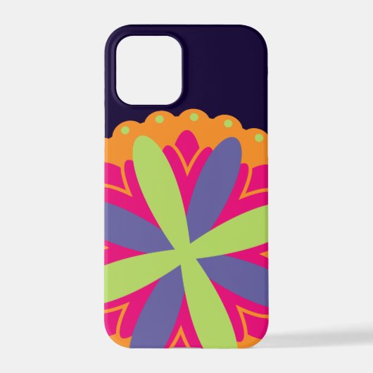 オレンジ色のフローラシェイプイラストレーション iPhoneケース (裏面)