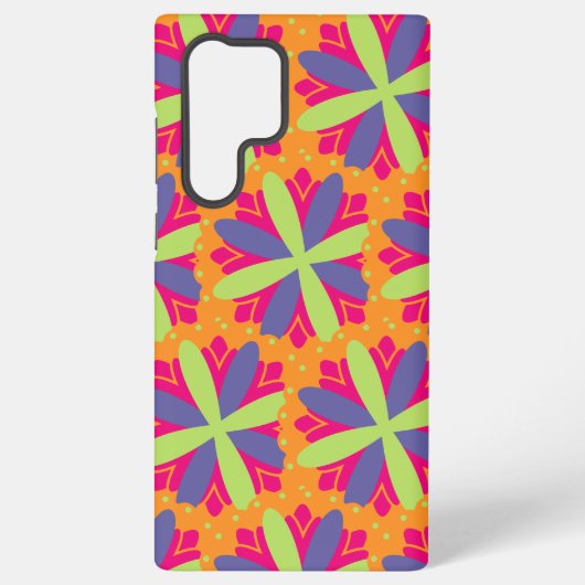 オレンジ色のフローラシェイプイラストレーション SAMSUNG GALAXYケース (裏面)