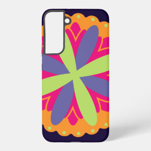 オレンジ色のフローラシェイプイラストレーション SAMSUNG GALAXY S22+ケース