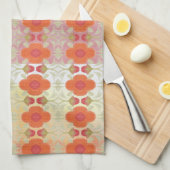 オレンジ色のフローラデザイナー キッチンタオル (四つ折り)