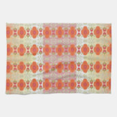 オレンジ色のフローラデザイナー キッチンタオル (横)