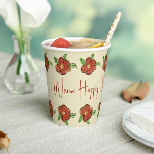 オレンジ色のフローラデザイナー 紙コップ (インサイチュ)