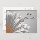 オレンジ色のフローラハイライト結婚式の日付を保存 案内ポストカード (正面/裏面)