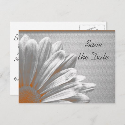 オレンジ色のフローラハイライト結婚式の日付を保存 案内ポストカード (正面/裏面)