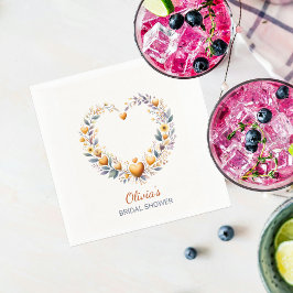 オレンジ色のフローラハートブライダルシャワー スタンダードカクテルナプキン