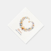 オレンジ色のフローラハートベビーシャワー スタンダードカクテルナプキン (角)