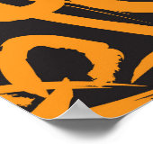 オレンジ色のフローラブラシストロークのシームレスパターンバック ポスター (角)