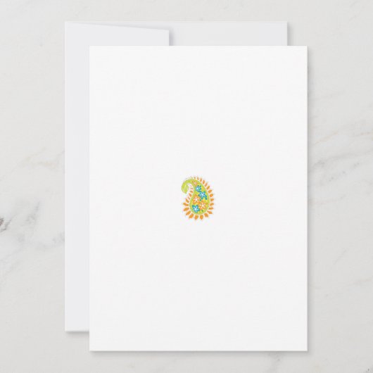 オレンジ色のフローラモチーフ 招待状 (正面)