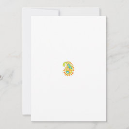 オレンジ色のフローラモチーフ 招待状