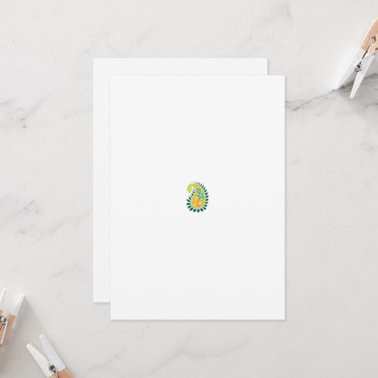 オレンジ色のフローラモチーフ 招待状 (正面/裏面インサイチュ)