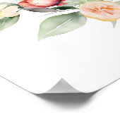 オレンジ色のフローラリース庭園の結婚式の座席表 ポスター (角)