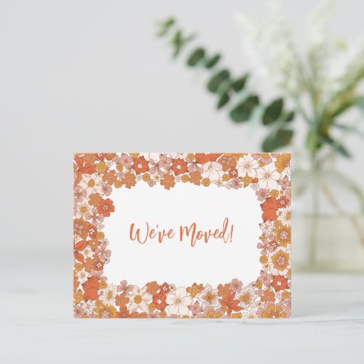 オレンジ色のフローラ引っ越しました新しいホーム発表 ポストカード (スタンド正面)