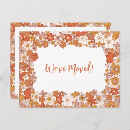 オレンジ色のフローラ引っ越しました新しいホーム発表 ポストカード (正面/裏面)