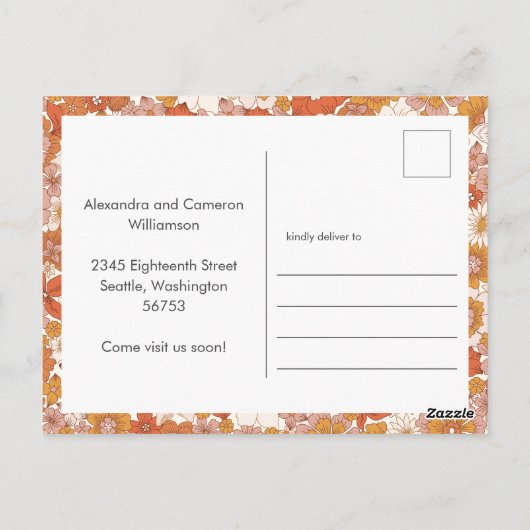 オレンジ色のフローラ引っ越しました新しいホーム発表 ポストカード (裏面)