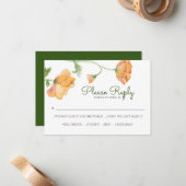 オレンジ色のフローラ水色RSVPカード ノートカード (正面/裏面インサイチュ)