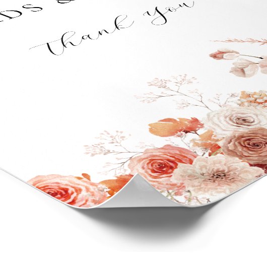 オレンジ色のフローラ秋カードとギフトサイン ポスター (角)