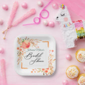 オレンジ色のフローラ紙プレート ペーパープレート (パーティー)