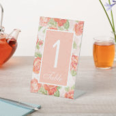 オレンジ色のフローラ結婚バラのテーブル番号記号 台座サイン (インサイチュ)