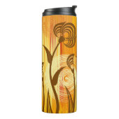 オレンジ色のフローラ背景 タンブラー (回転左)