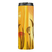 オレンジ色のフローラ背景 タンブラー (裏面)