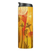 オレンジ色のフローラ背景 タンブラー (回転右)