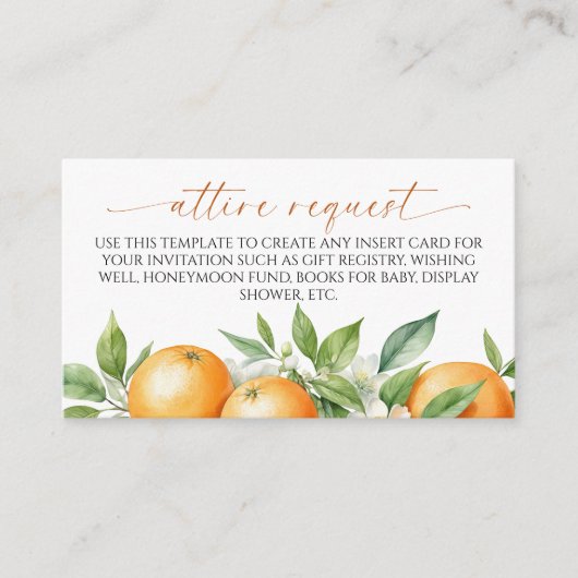 オレンジ色のフローラ衣服要求エンクロージャカード エンクロージャーカード (正面)