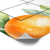 オレンジ色のフローラ赤ちゃんシャワー推定期日カレンダー ポスター (角)