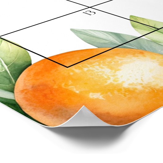 オレンジ色のフローラ赤ちゃんシャワー推定期日カレンダー ポスター (角)