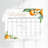 オレンジ色のフローラ赤ちゃんシャワー推定期日カレンダー ポスター