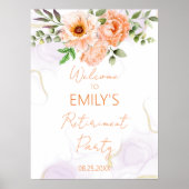オレンジ色のフローラ退職パーティーウェルカムサイン ポスター (正面)