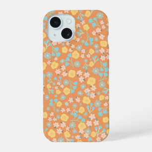 オレンジ色のフローラ電話ケース iPhone 15ケース