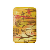 オレンジ色のフローラ鮮やか:背景パターン バスマット (正面縦)