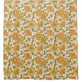 オレンジ色のフローラ70のレトロ模様シャワーカーテン シャワーカーテン (正面)