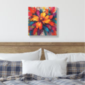 オレンジ色のフローラ・エネルギーの輻射バースト キャンバスプリント (インサイチュ (寝室))