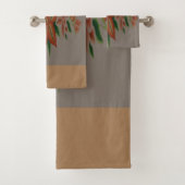 オレンジ色のフローラ(灰色と砂色) バスタオルセット (インサイチュ)