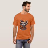 オレンジ色のフード付きアライグマ ハロウィン Tシャツ (正面フル)