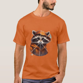 オレンジ色のフード付きアライグマ ハロウィン Tシャツ