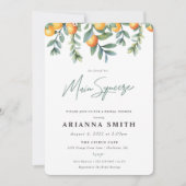 オレンジ色のブライダルシャワー招待メインスクイーズ 案内状 (正面)