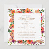 オレンジ色のブライダルシャワー招待 招待状 (正面)